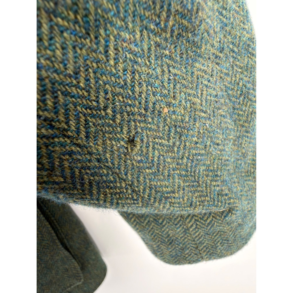 Vintage Lauren Ralph Lauren Petite Wool Blazer Green Herringbone Jacket Size 8P - Picture 3 of 9